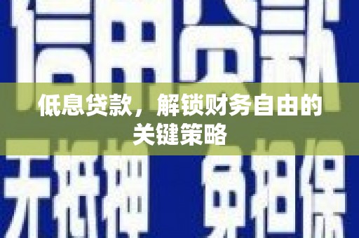 鲤城低息贷款，解锁财务自由的关键策略